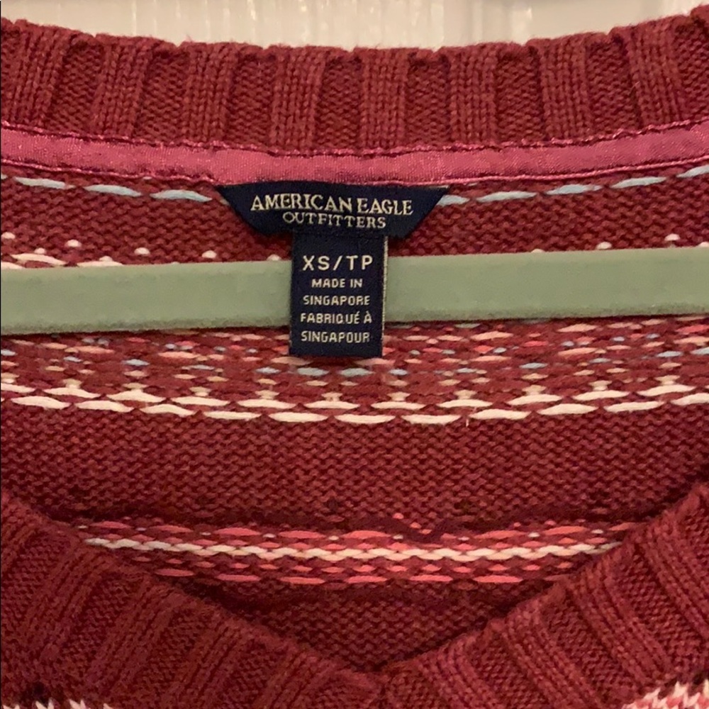 American Eagle Patterned V-Neck Sweater - image 2